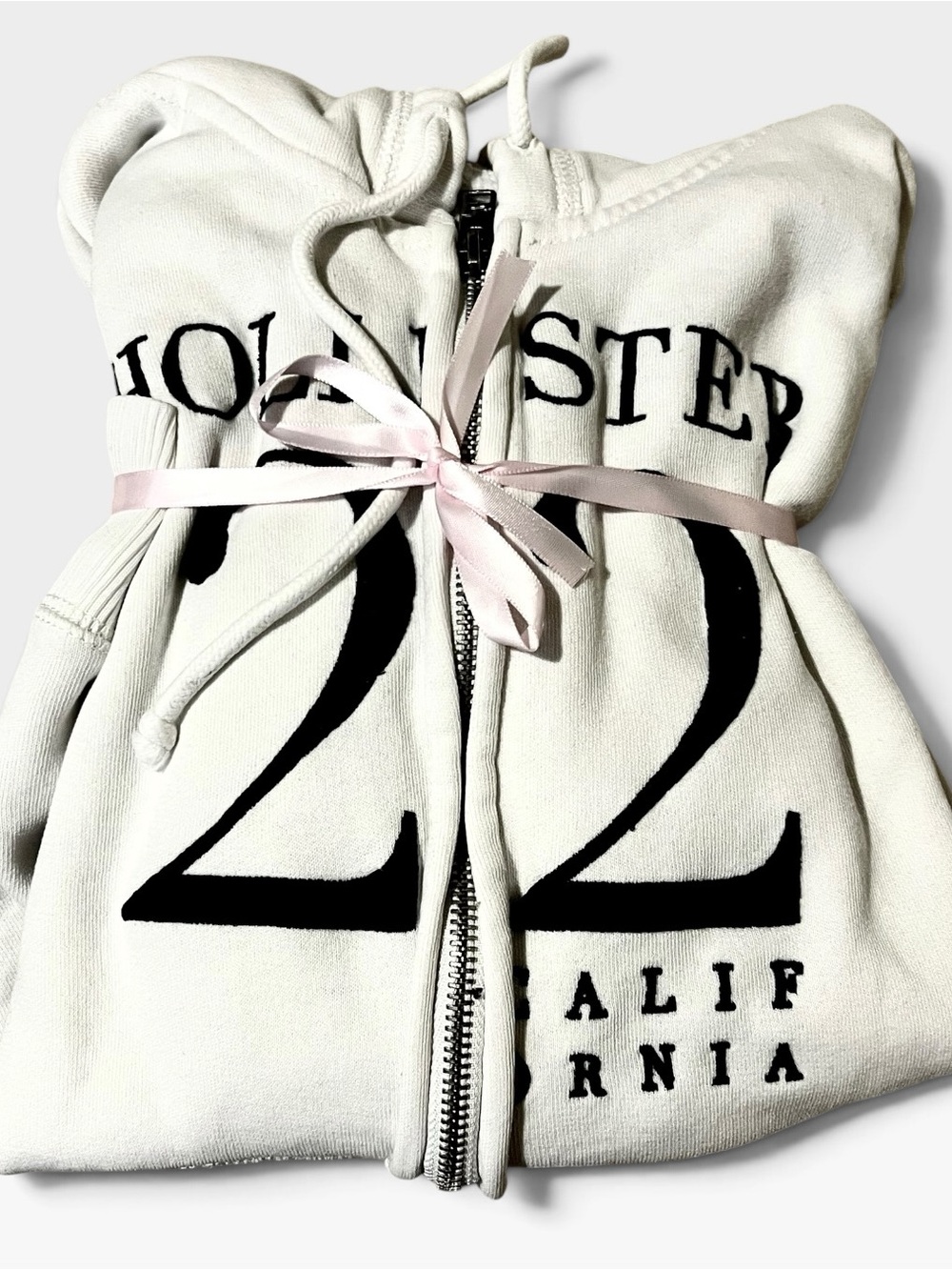 Hollister Co. Y2K Vintage White Full Zip Hoodie Sz: L (Your new favorite hoodie)
